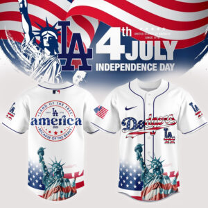 Patriotic La Baseball Jersey - 4Th Of July Edition With Statue Of Liberty Design