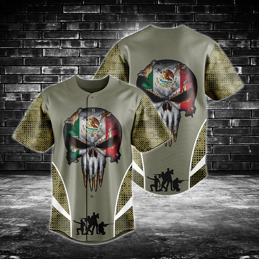 Men'S Mexican Skull Baseball Jersey - Unique Graphic Design &amp; Tactical Style