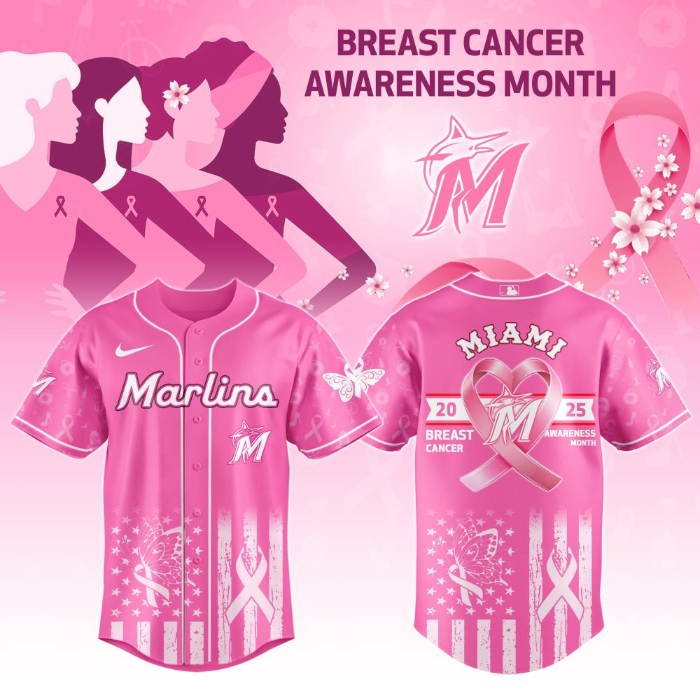 Limited Edition Pink Marlins Jersey - Support Breast Cancer Awareness, Stylish &amp; Comfortable!