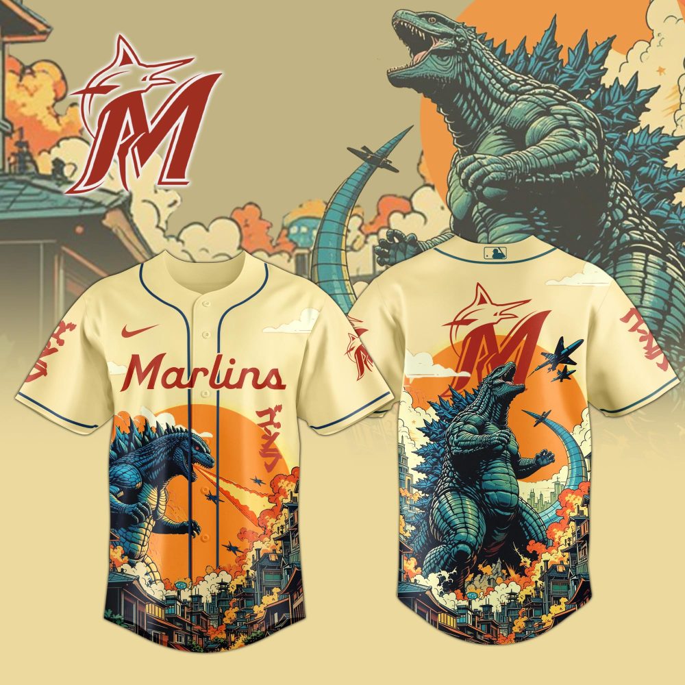 Limited Edition Marlins X Kaiju Baseball Jersey - Bold Graphic Design For Fans