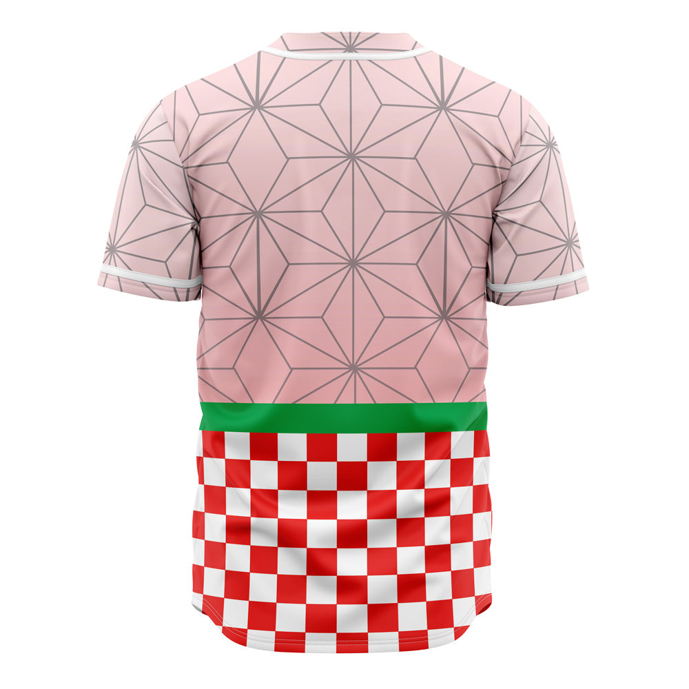 Stylish Pink &amp; Red Checkered Baseball Jersey - Unique Geometric Design, Comfortable Fit