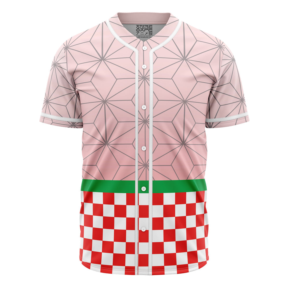 Stylish Pink &amp; Red Checkered Baseball Jersey - Unique Geometric Design, Comfortable Fit