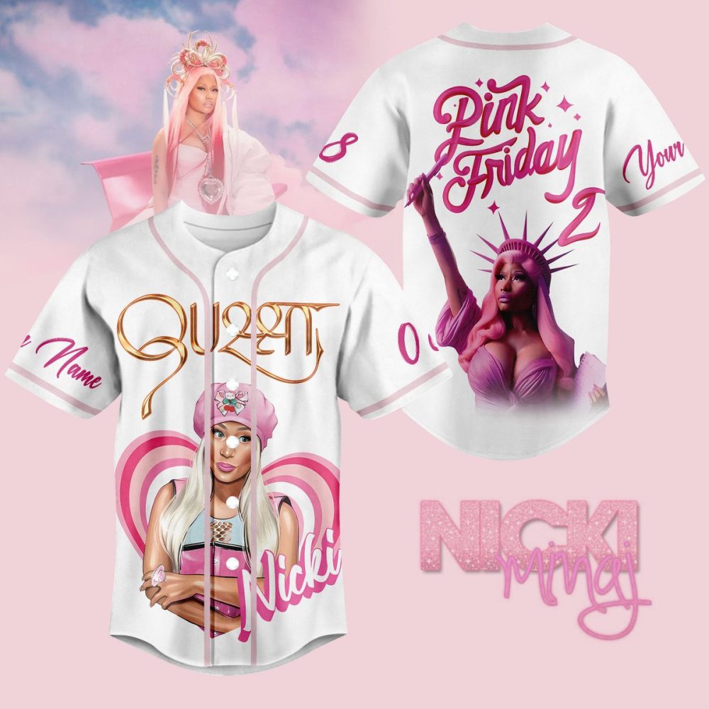 Limited Edition Pink Queen Graphic Baseball Jersey - Stylish &amp; Unique Design
