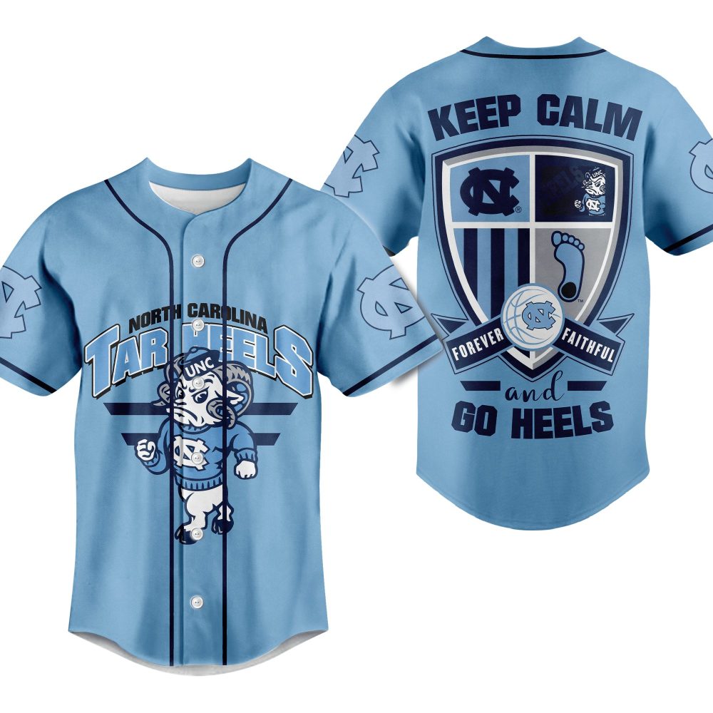 Unc Tar Heels Baseball Jersey - Keep Calm Go Heels Design - Perfect For Fans!