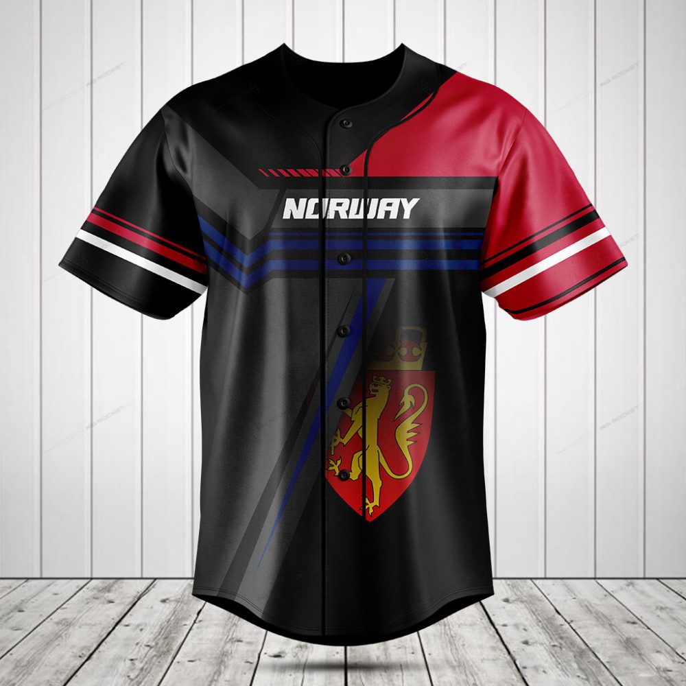 Stylish Norway Flag Baseball Jersey – Men'S Short Sleeve Sports Shirt