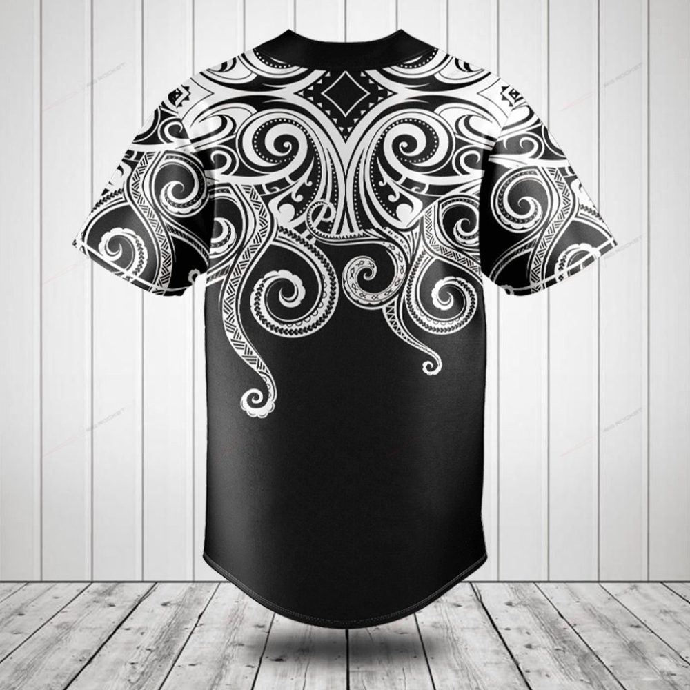 Men'S Black &amp; White Tribal Print Button-Up Baseball Jersey - Stylish &amp; Comfortable