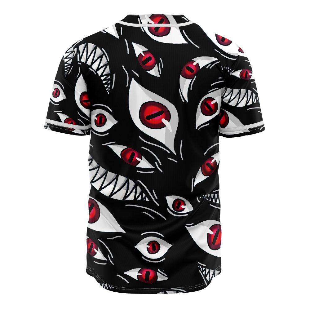 Men'S Black Anime Eye Print Baseball Jersey – Bold Graphic Streetwear Top