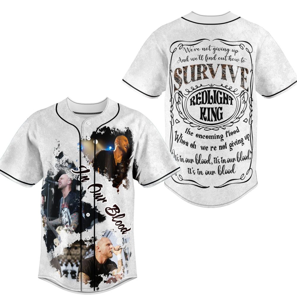 Redlight King Baseball Jersey - 'In Our Blood' Design, Perfect For Music Fans