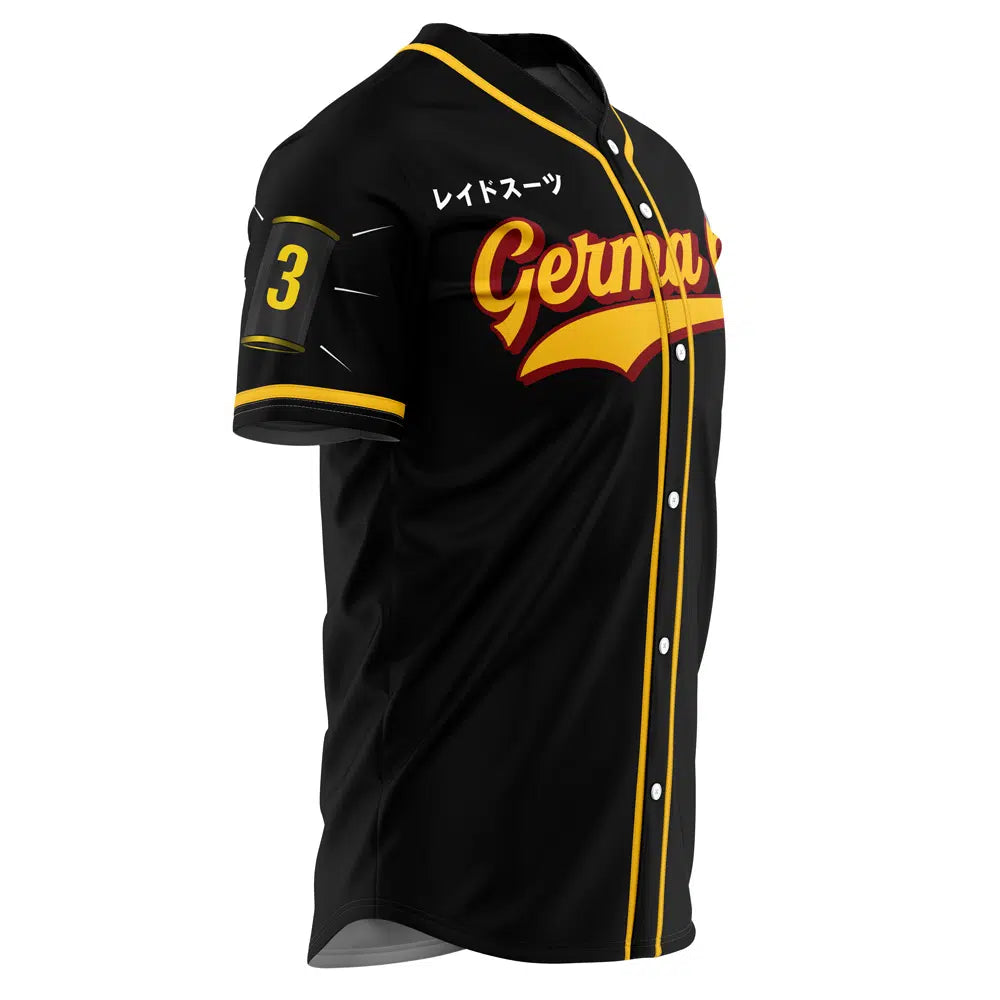 Anime-Inspired Germa 66 Baseball Jersey – Stylish Black &amp; Yellow Design, Perfect For Fans!