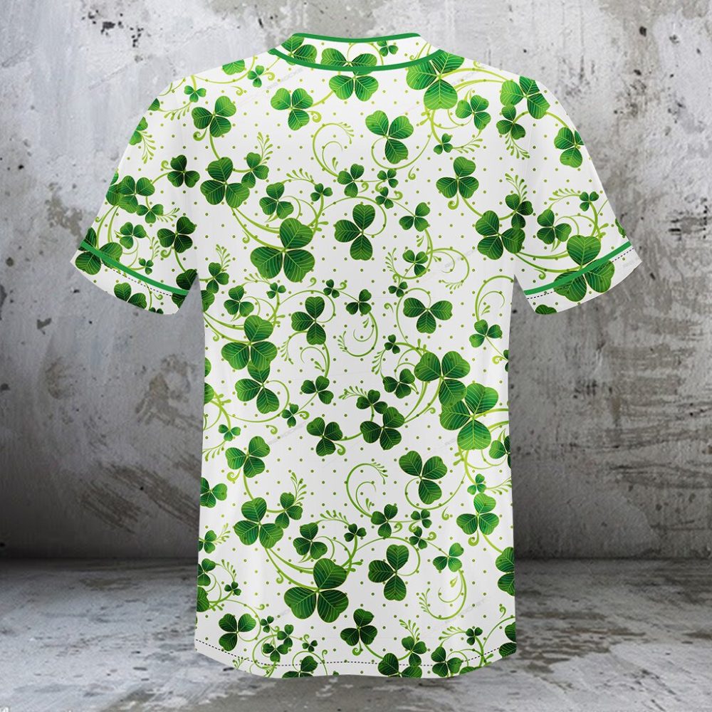 St. Patrick'S Day Clover Print Baseball Jersey – Stylish &amp; Comfortable – Limited Edition!