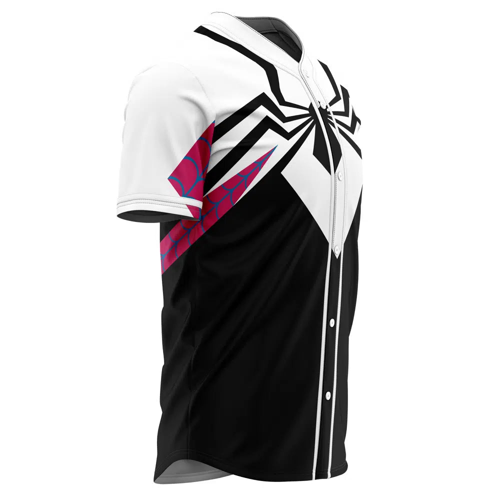 Spider-Inspired Baseball Jersey – Bold Black &amp; White Design, Unisex, Perfect For Fans