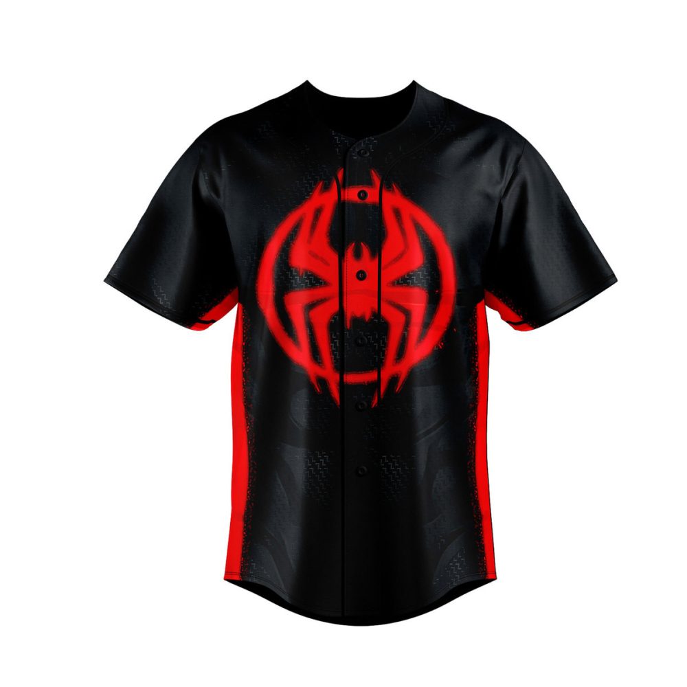 Men'S Black &amp; Red Spider Graphic Baseball Jersey – Bold Athletic Style For Fans