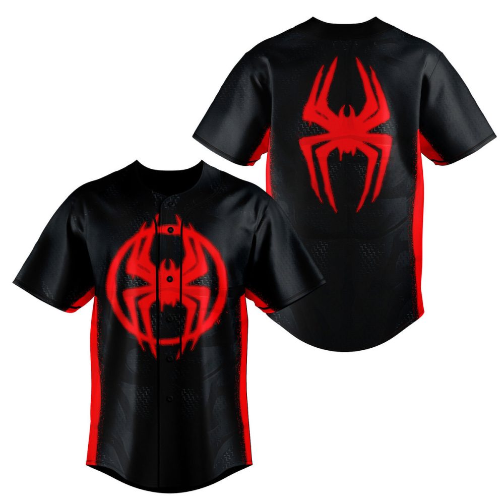 Men'S Black &amp; Red Spider Graphic Baseball Jersey – Bold Athletic Style For Fans