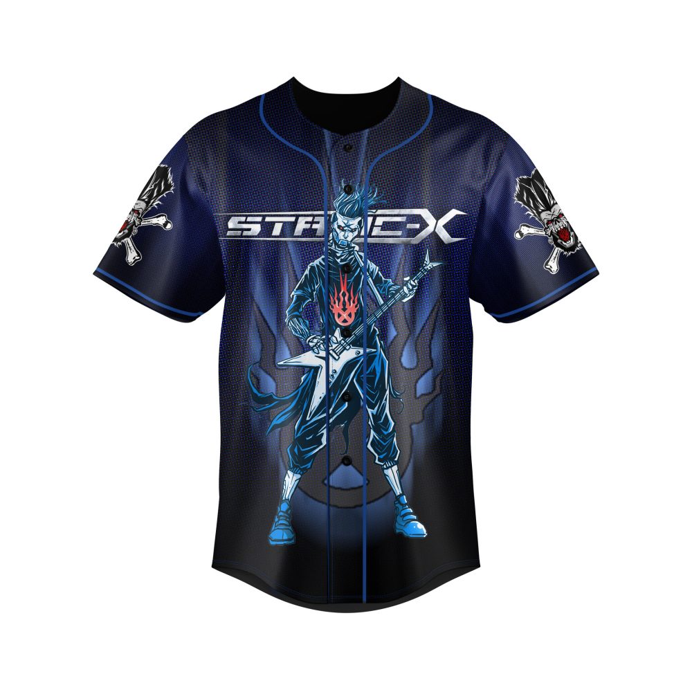 Static-X Graphic Baseball Jersey – Corrosive Mind Design, Men’S Rock Apparel