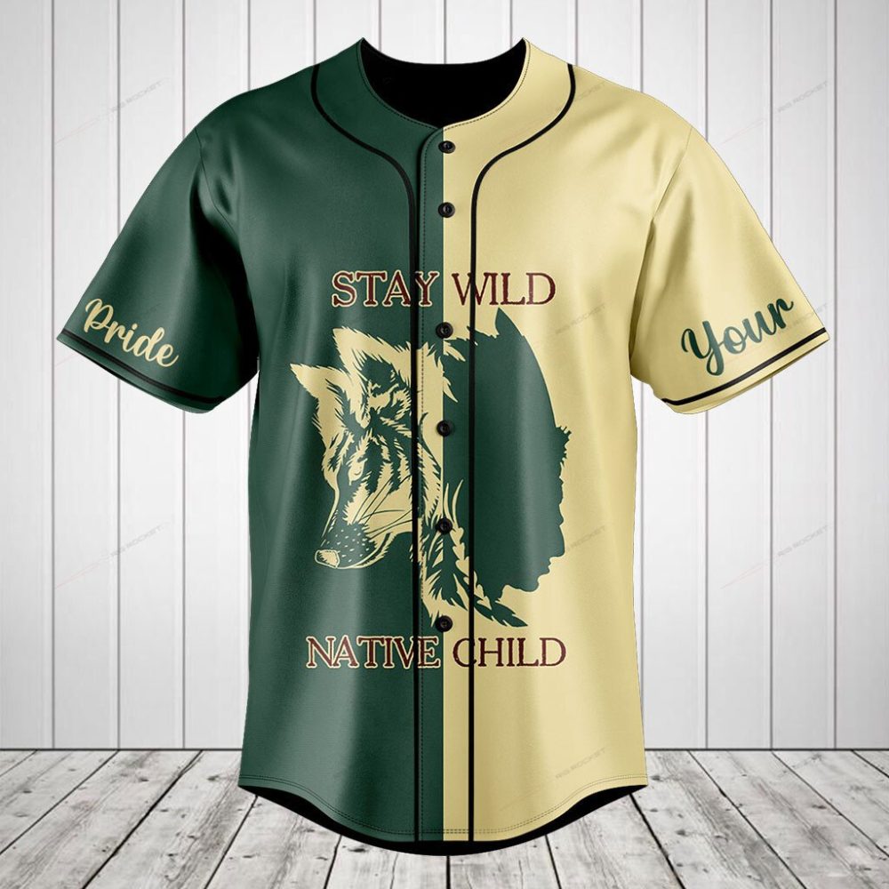 Stay Wild Native Child Baseball Jersey – Unique Wolf Design, Perfect Gift For Free Spirits