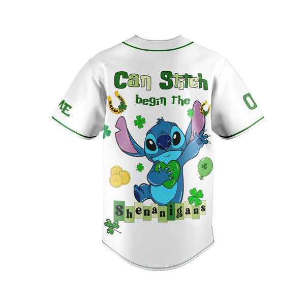 St. Patrick'S Day Stitch Baseball Jersey - Lucky Clover Design For Fun Shenanigans