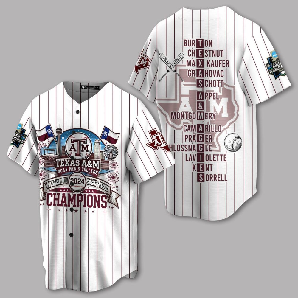 Texas A&amp;M 2024 World Series Champions Jersey - Celebrate Victory In Style!