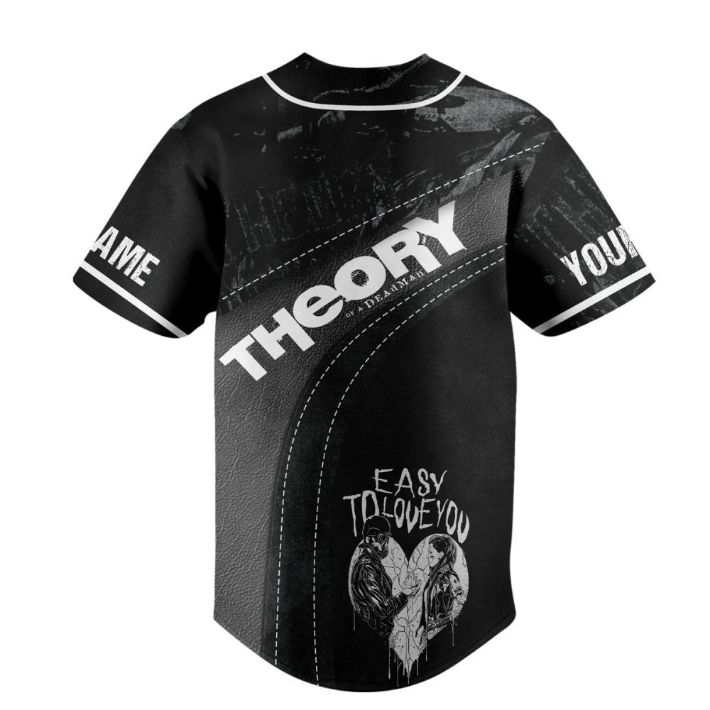Edgy Black Graphic Baseball Jersey - Bold 'Theory' Design, Perfect For Streetwear Lovers