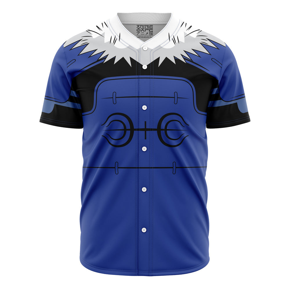 Anime-Inspired Blue Pattern Baseball Jersey - Stylish &amp; Comfortable Fan Gear