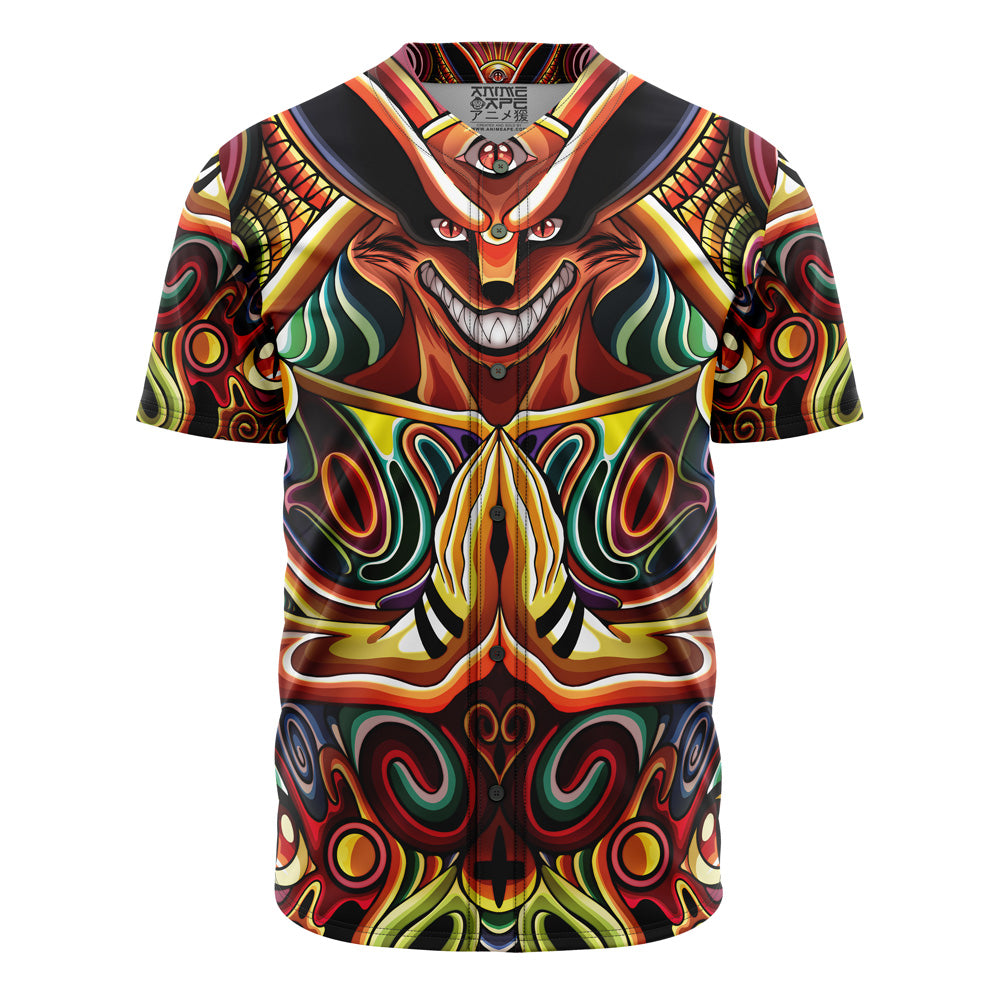 Vibrant Demon Face Graphic Baseball Jersey – Bold &amp; Stylish Anime Print Shirt
