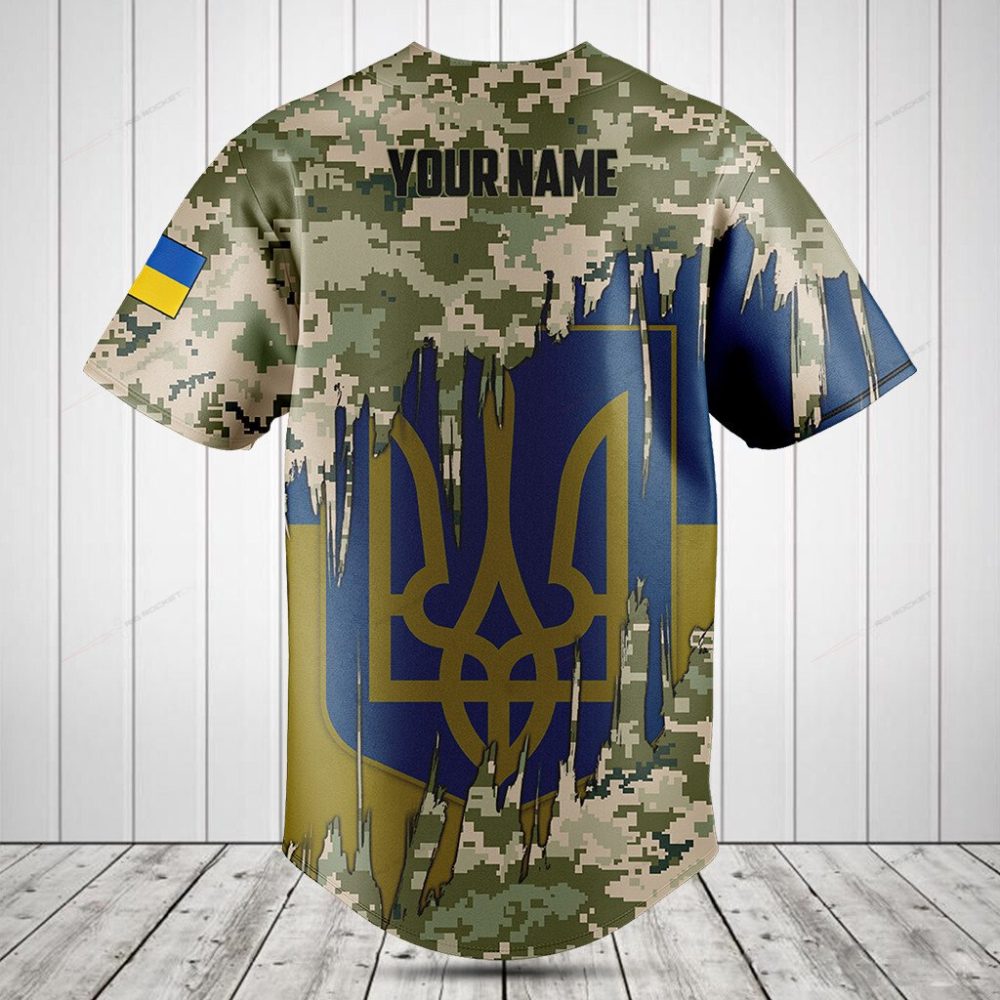 Camouflage Ukraine Flag Baseball Jersey – Stylish Patriotic Sportswear