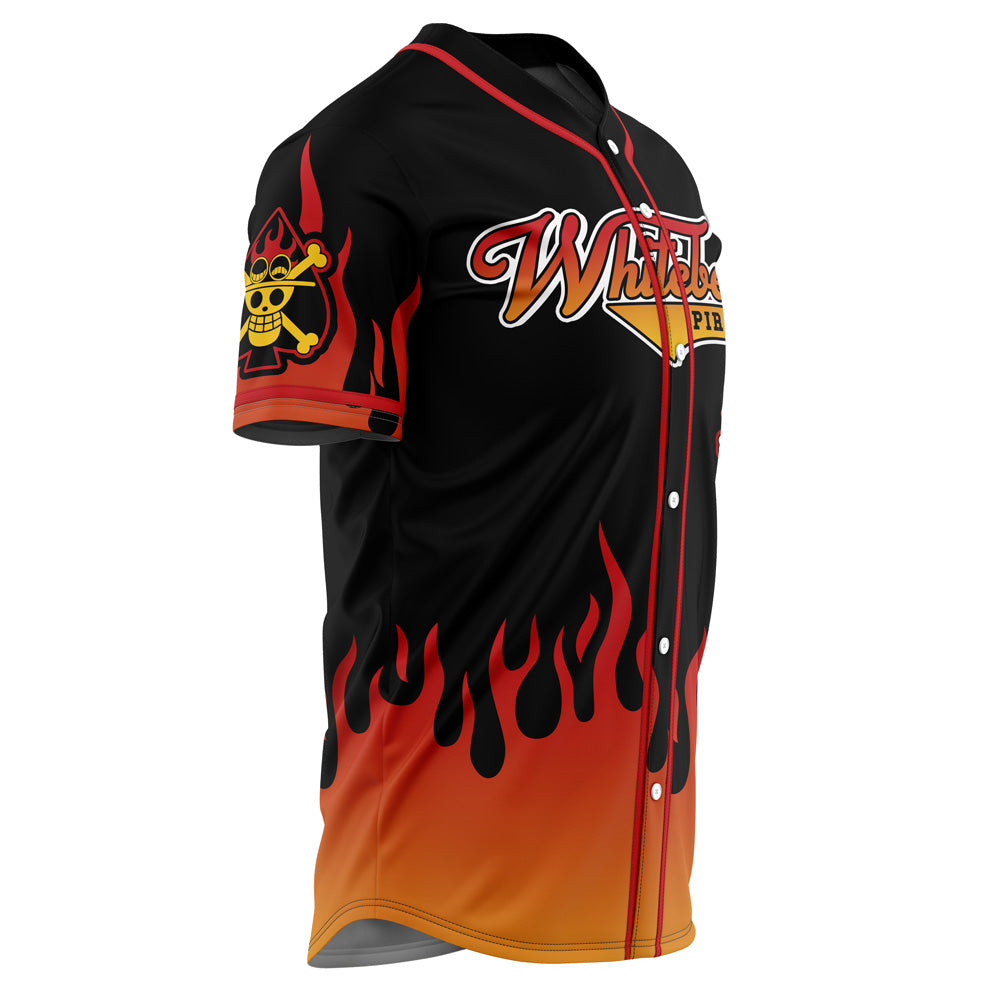 Anime-Inspired Pirate Baseball Jersey – Flame Design, Unisex, Perfect For Fans!