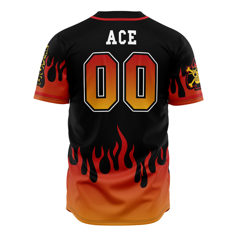 Anime-Inspired Pirate Baseball Jersey – Flame Design, Unisex, Perfect For Fans!