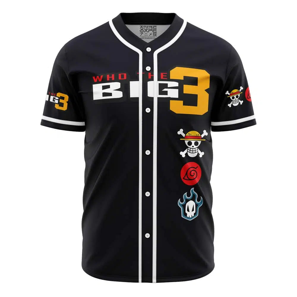 Anime Big 3 Themed Baseball Jersey – Stylish Graphic Tee For Fans