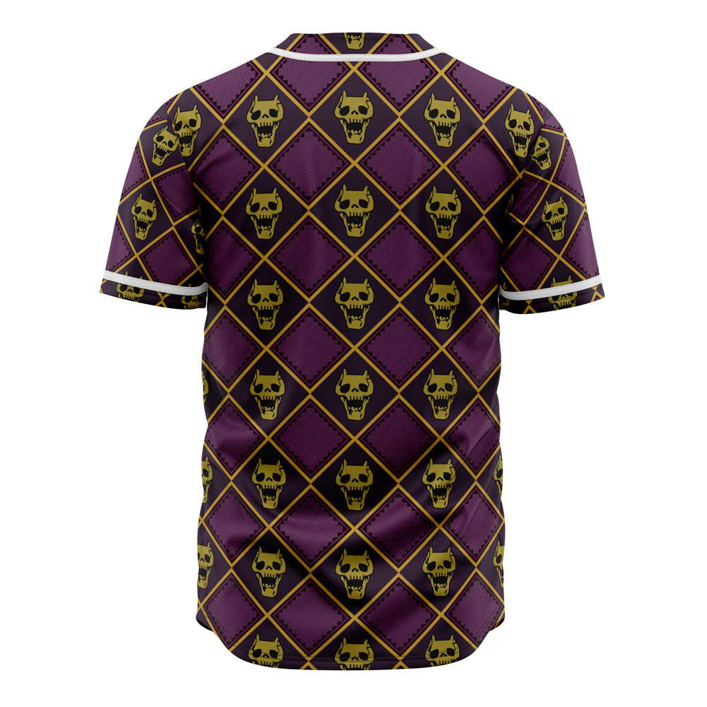 Skull Pattern Baseball Jersey - Bold Purple 'Killer Queen' Design - Unisex Fashion Tee