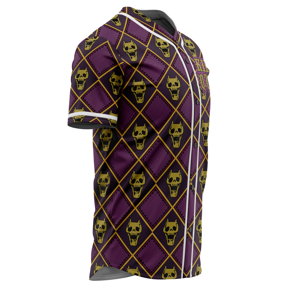 Skull Pattern Baseball Jersey - Bold Purple 'Killer Queen' Design - Unisex Fashion Tee
