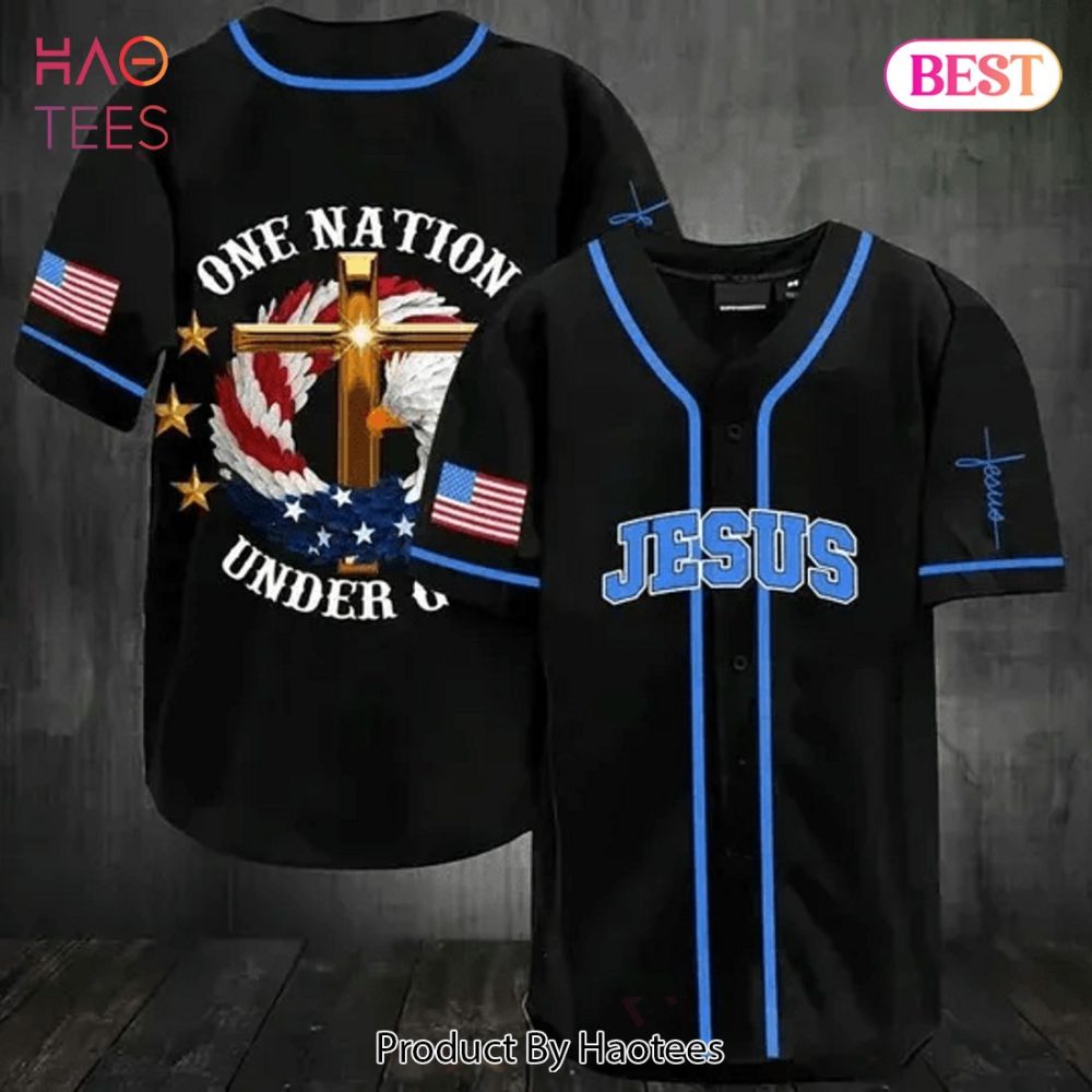 Patriotic Jesus Baseball Jersey - One Nation Under God Design - Perfect For Faithful Fans