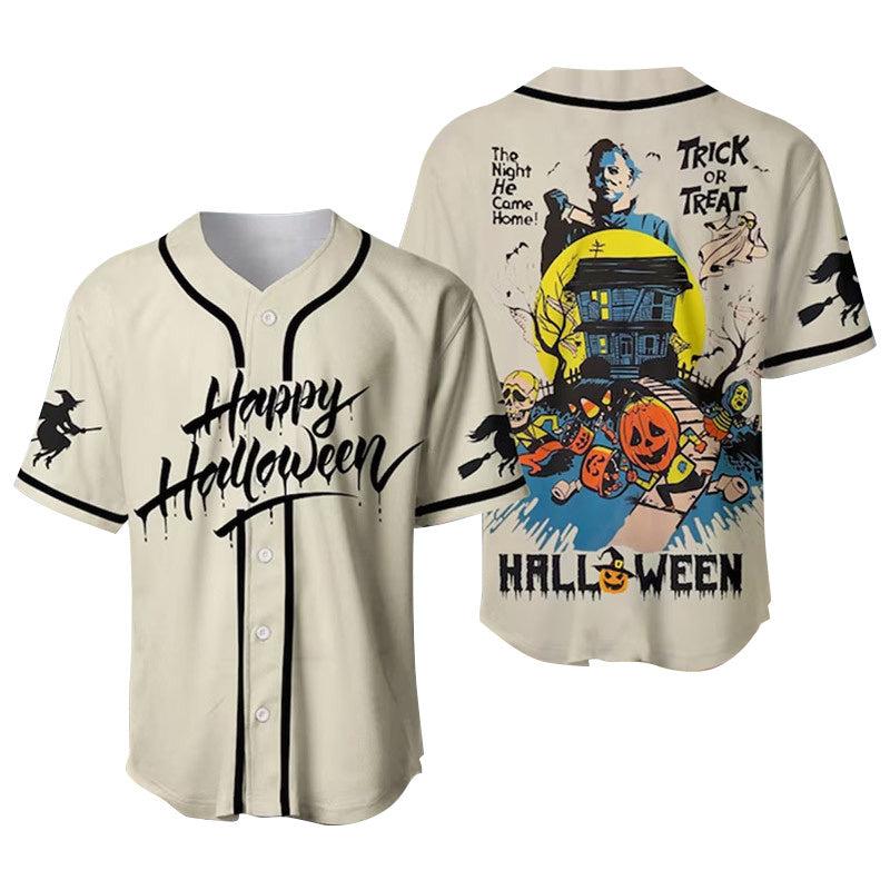 Spooky Halloween Baseball Jersey – Trick Or Treat Graphic Tee For Festive Fun
