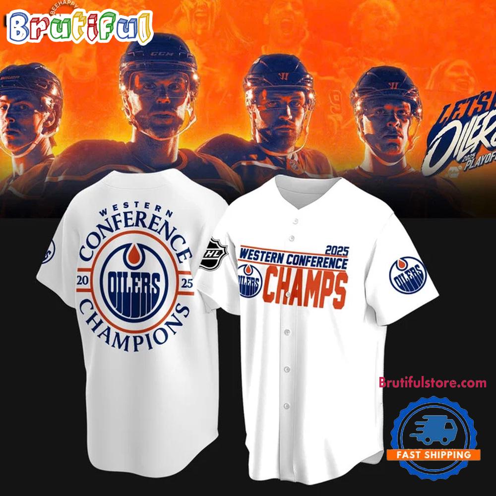 Edmonton Oilers 2025 Western Conference Champions Baseball Jersey