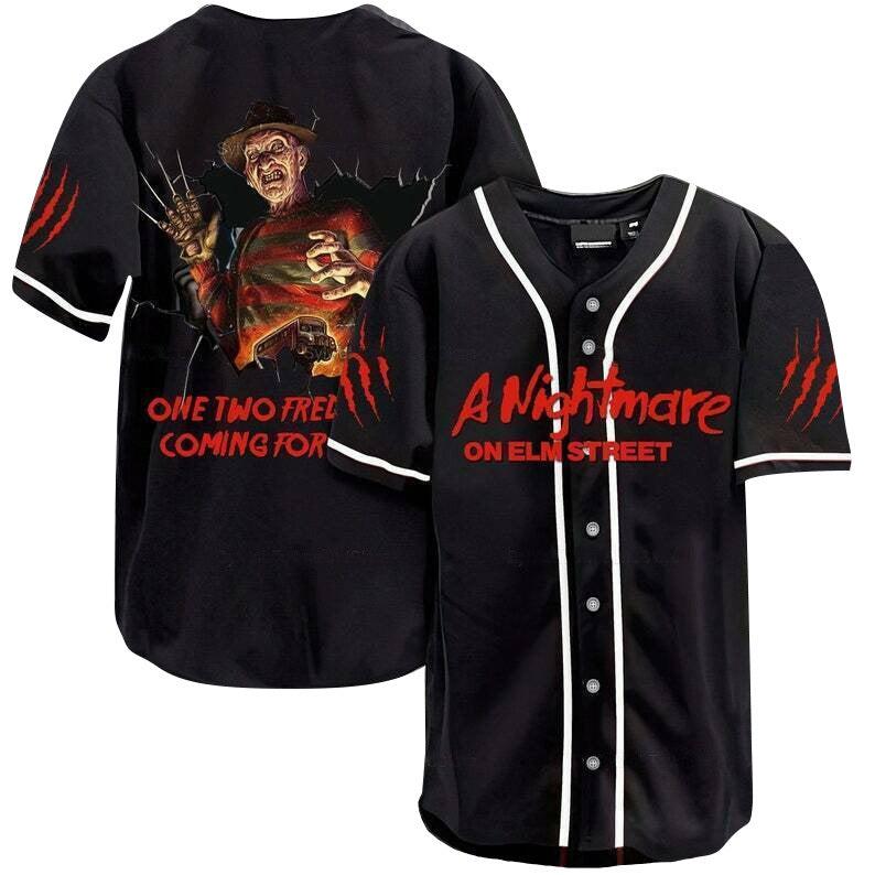 Nightmare On Elm Street Baseball Jersey – Horror Fan Apparel, Freddy Krueger Design