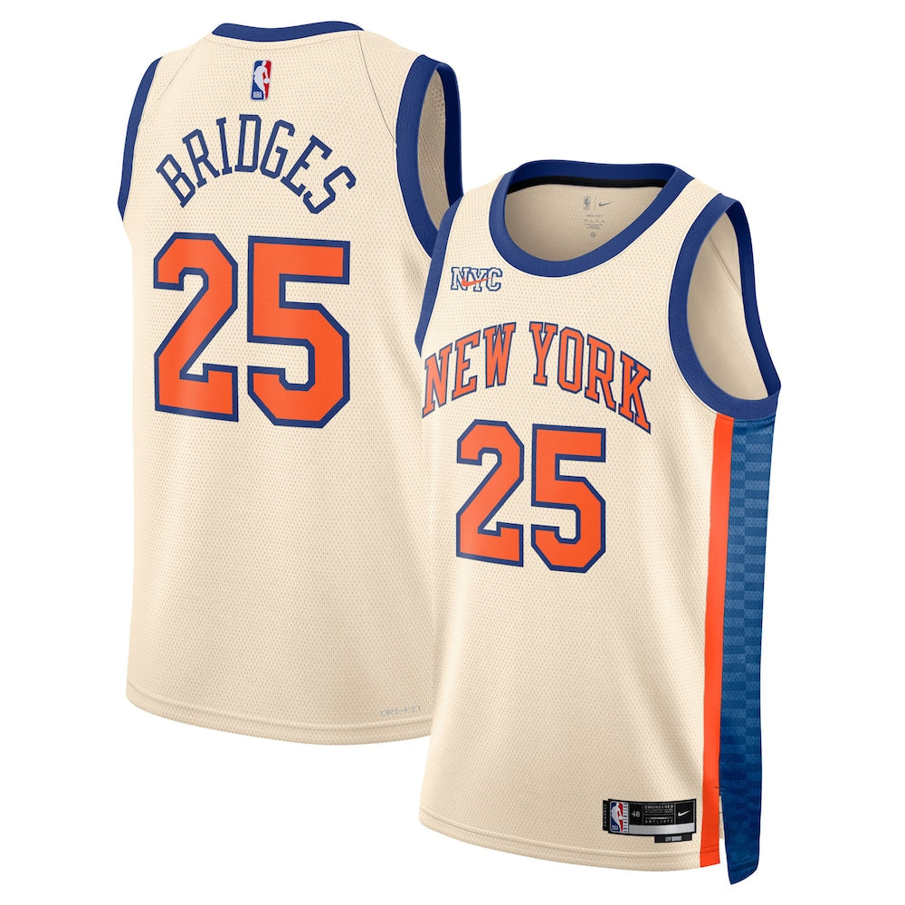 New York Knicks 202526 City Edition Swingman Jersey White Mikal Bridges Unisex | RTJ13374