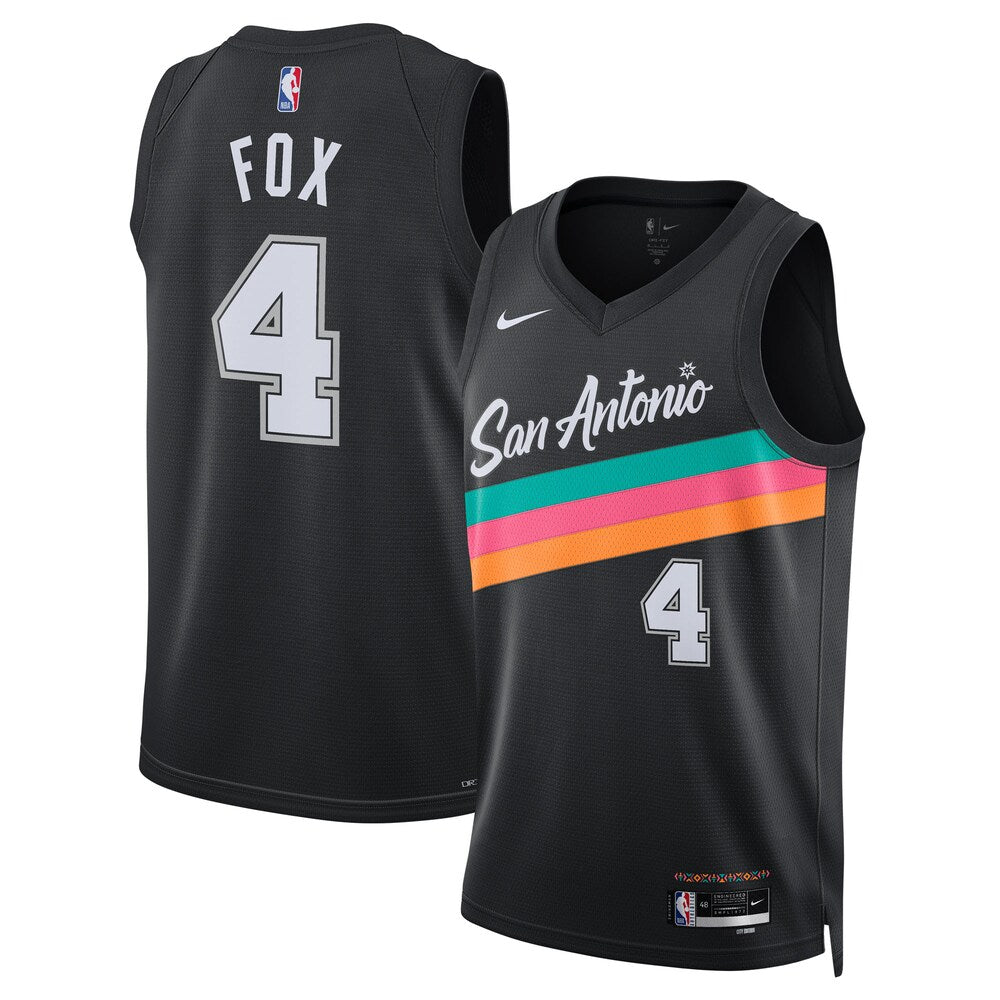 San Antonio Spurs 202526 City Edition Swingman Jersey Black Deaaron Fox Unisex | RTJ13175