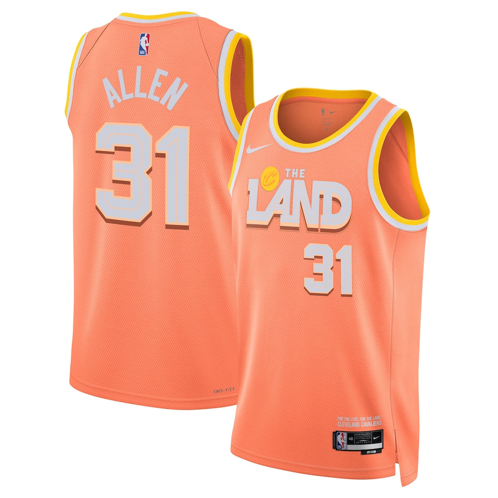Cleveland Cavaliers 202526 City Edition Swingman Jersey Orange Jarrett Allen Unisex | RTJ13057