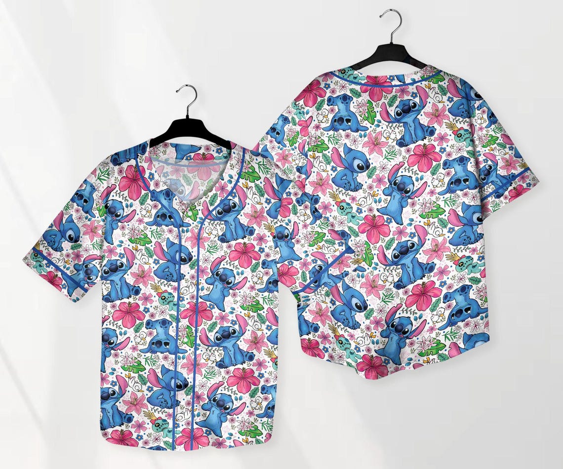 Colorful Stitch &amp; Floral Print Button-Up Shirt - Fun Summer Style For All Ages