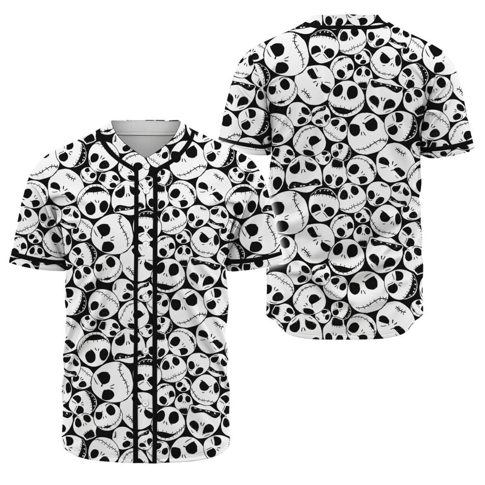 Unisex Gothic Skull Pattern Baseball Jersey – Unique Halloween Style Shirt