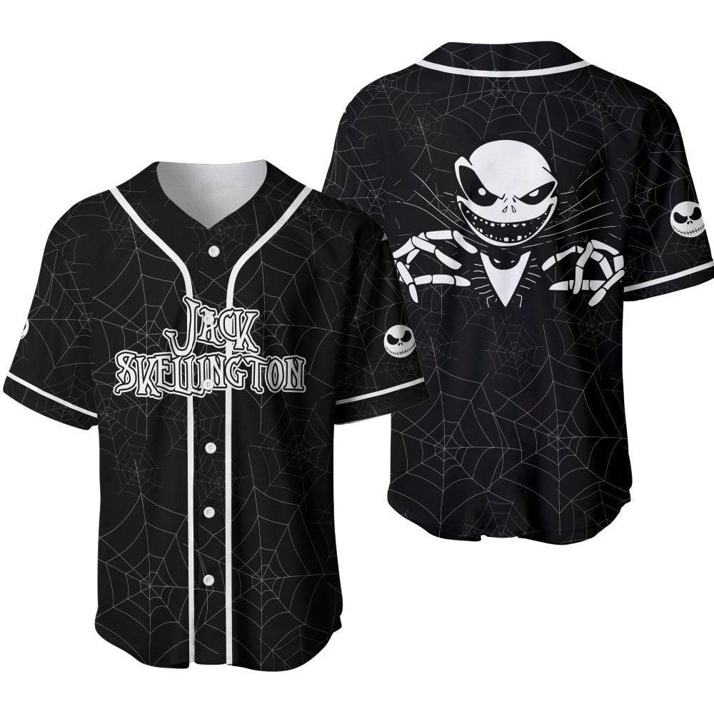 Jack Skellington Baseball Jersey - Spooky Web Design, Perfect For Fans!