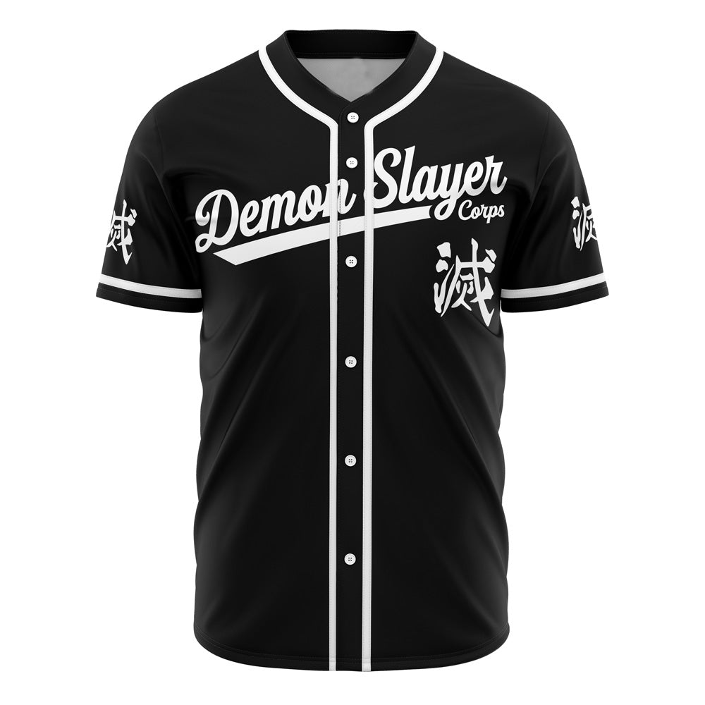 Anime-Inspired Demon Slayer Baseball Jersey - Stylish Black &amp; White Design For Fans