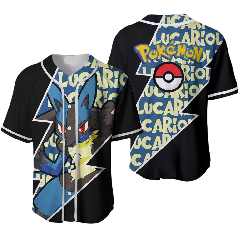 Limited Edition Pokémon Lucario Baseball Jersey – Stylish &amp; Comfortable Fan Apparel