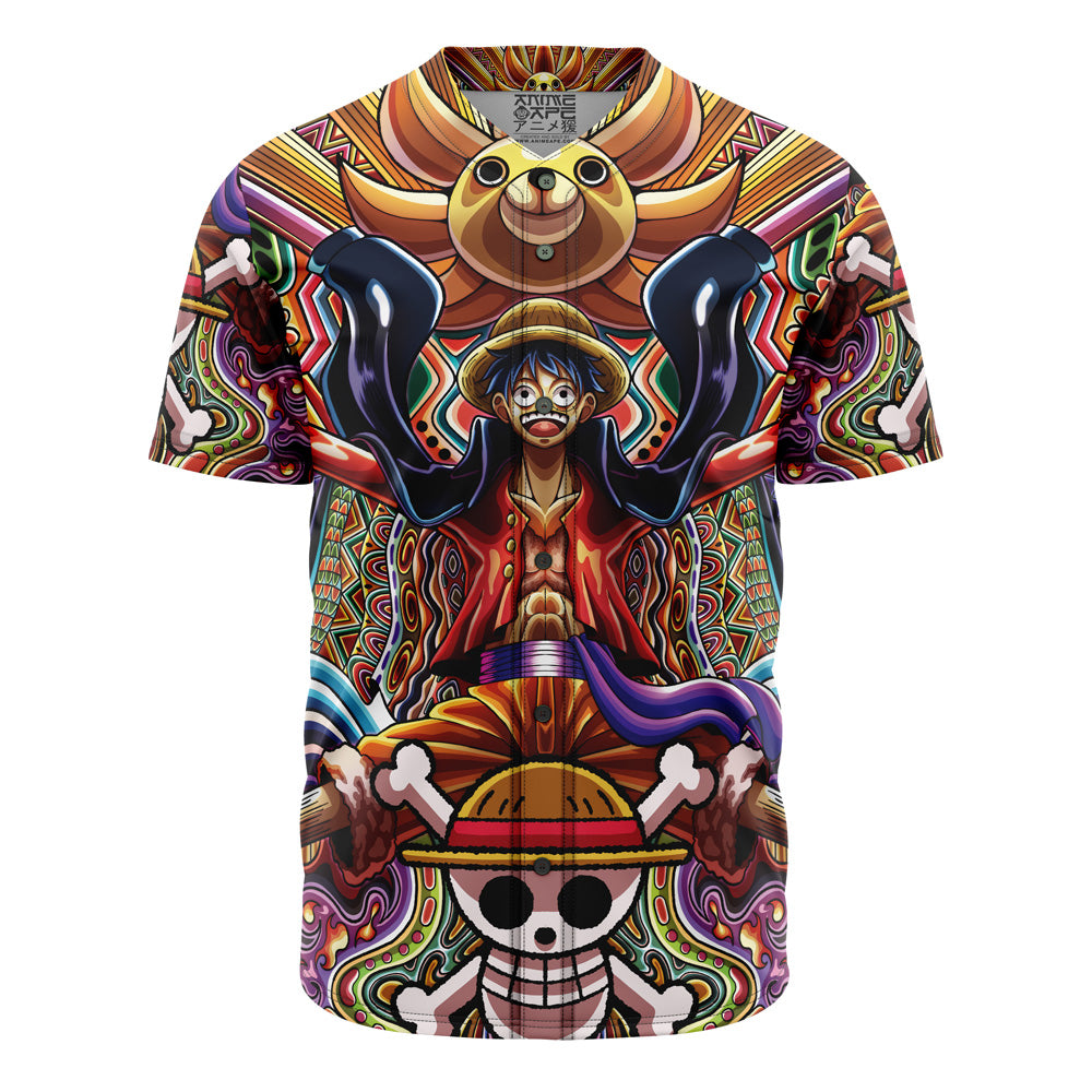 Trippy Monkey D. Luffy One Piece Baseball Jersey Without Piping