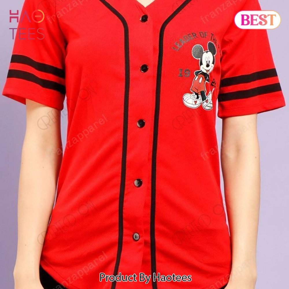 Red Mickey Mouse Baseball Jersey Top - Stylish &amp; Fun Casual Wear