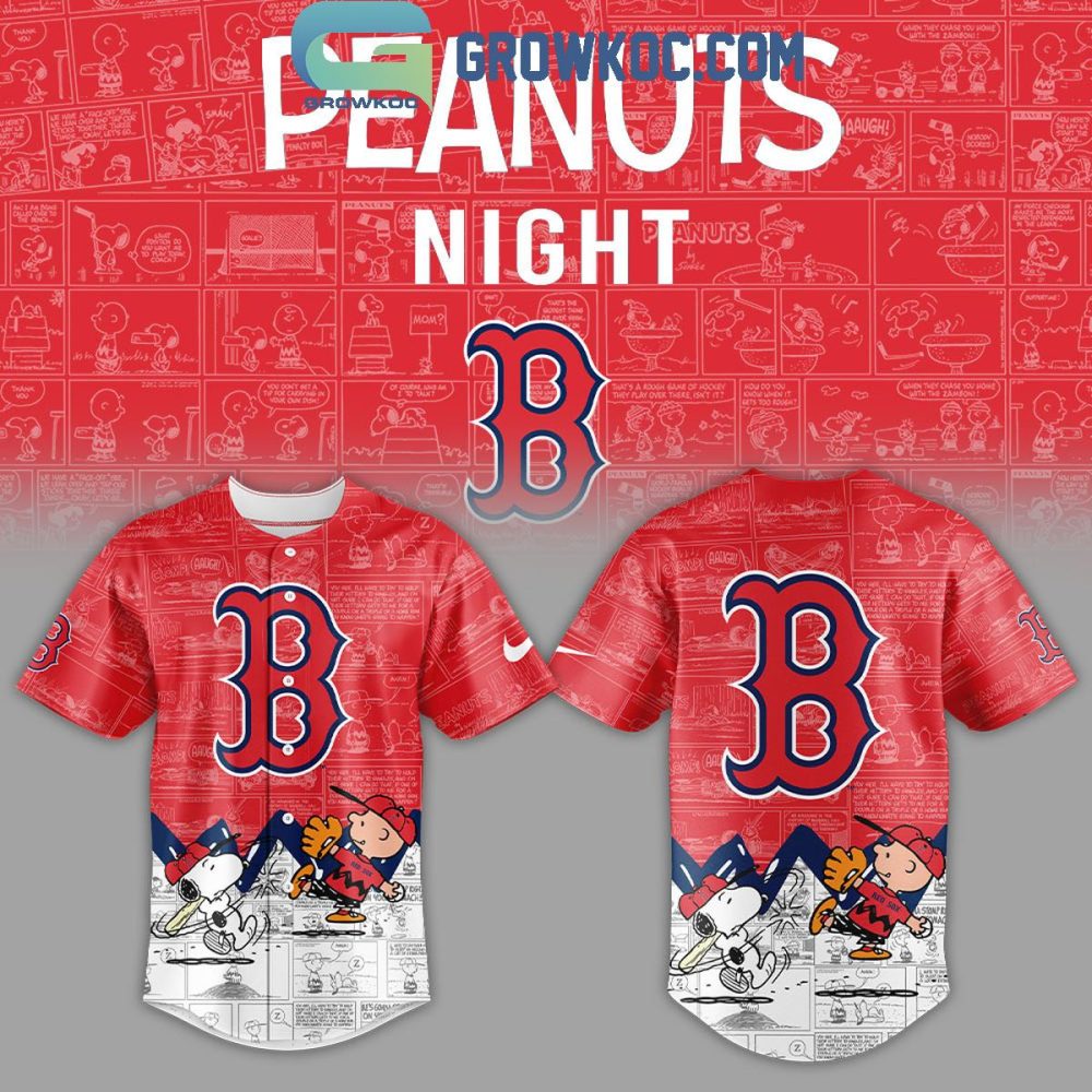 Peanuts Night Baseball Jersey - Fun Red Design With Snoopy &amp; Friends - Perfect For Fans!