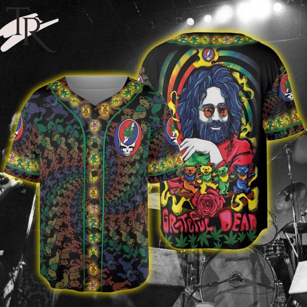 Vibrant Grateful Dead Baseball Jersey – Psychedelic Bears &amp; Iconic Art Design