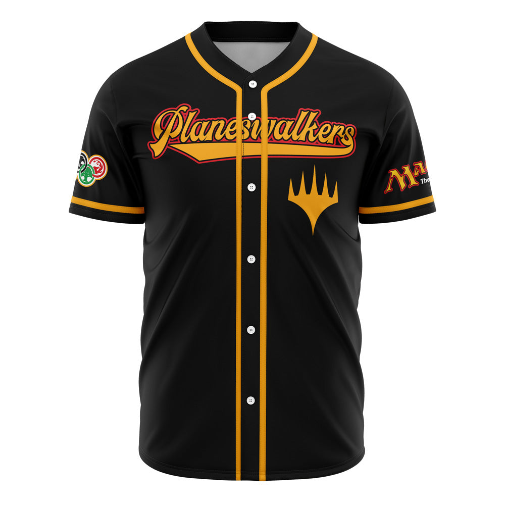 Magic Planeswalkers Baseball Jersey - Stylish Black &amp; Gold Design For Fans