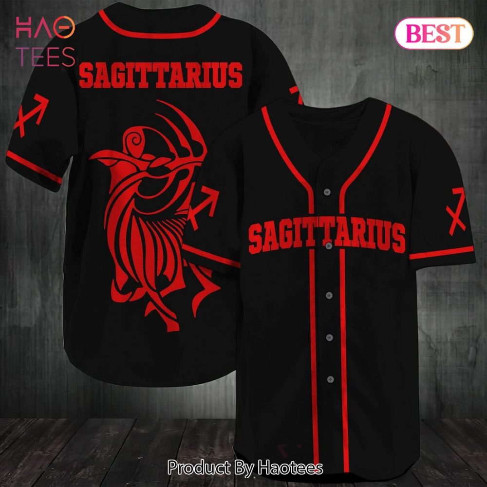 Sagittarius Zodiac Baseball Jersey - Bold Black &amp; Red Design For Astrology Lovers