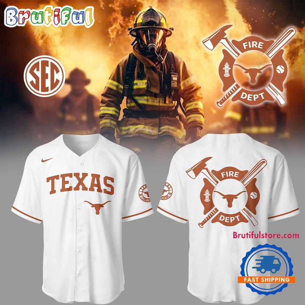 Texas Longhorns X Firefighter Appreciation Night 3D White Baseball Jersey