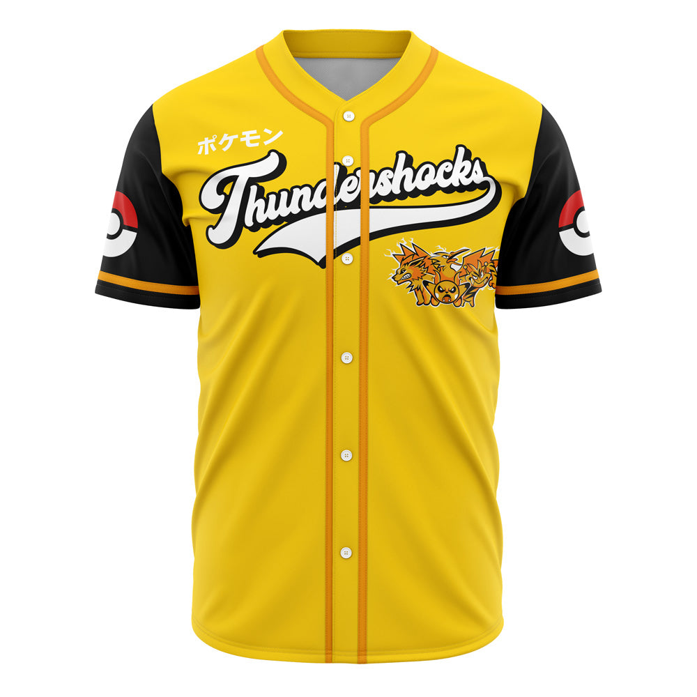Yellow Thunder Shocks Baseball Jersey - Unisex Retro Anime Style, Comfortable Fit